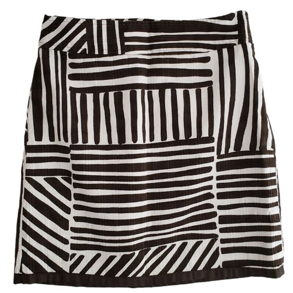 Ann Taylor Tribal Mudcloth Print Textured Mini Skirt | NWOT | 00P | Brown White - Picture 6 of 14